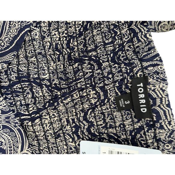 Torrid Womens 3 (3X) Sun Dress Midi Spaghetti Strap B/W Paisley Flowy NEW w/Tag - Picture 2 of 8